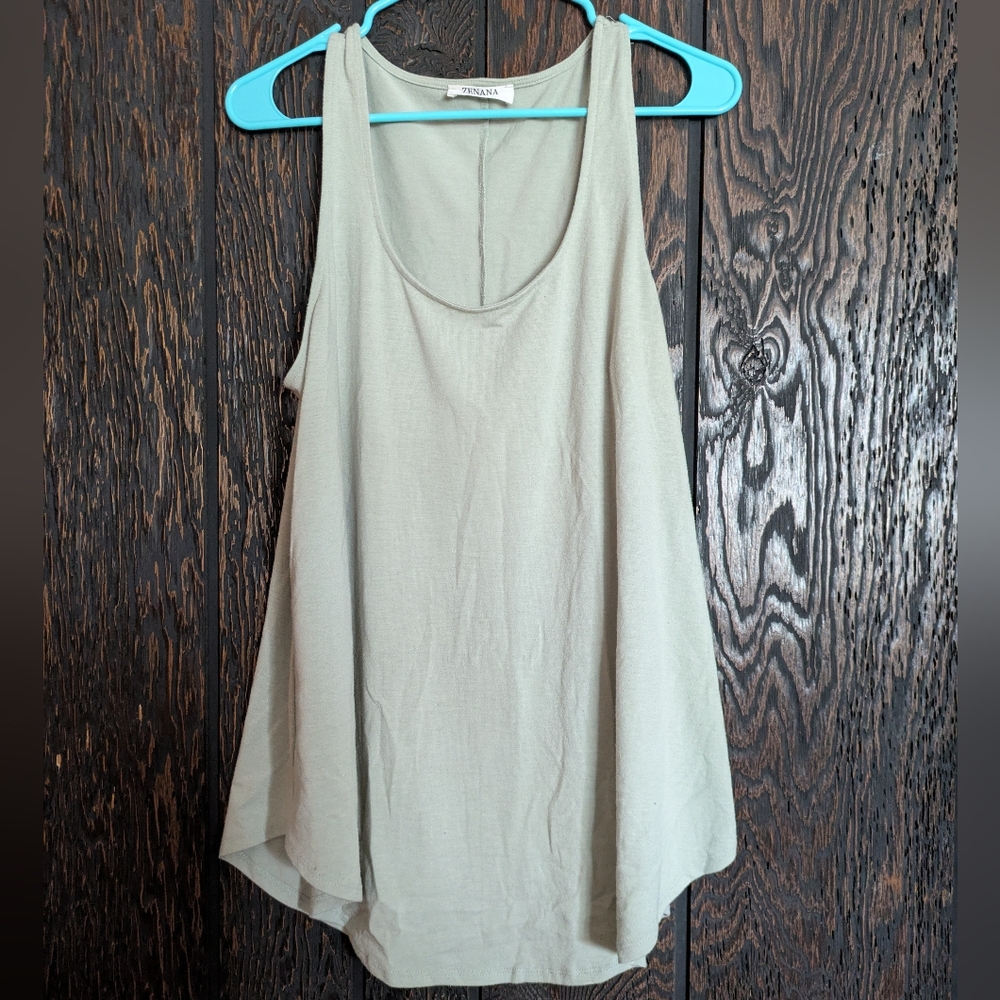 Zenana Outfitters Light Olive Scoop Neck Swing Tank